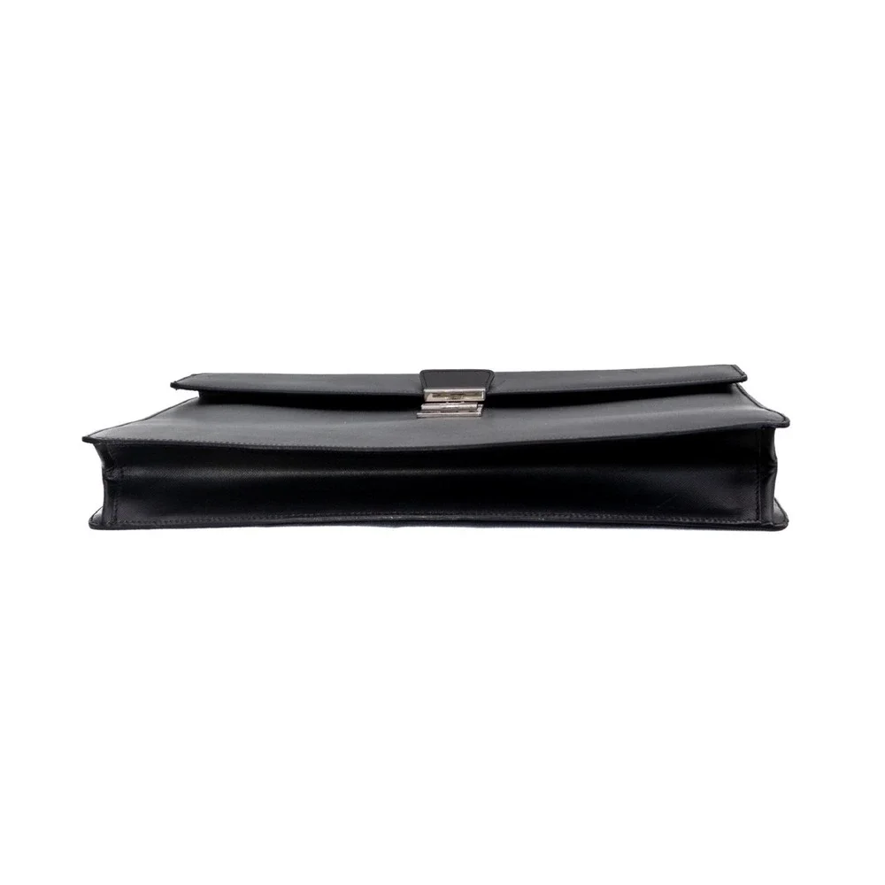 Rare PRADA Saffiano Business Bag‎ Briefcase Dial Type Leather Black Men's